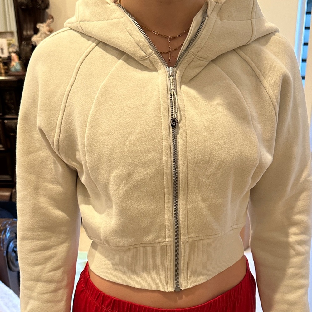 Lululemon Athletica Cream Cropped Hoodie